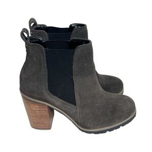 CREVO Alicia Charcoal Lug Sole Heeled Suede Bootie Size Size 7
